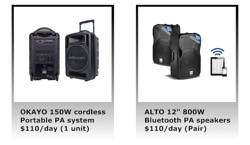hire portable cordless PA wireless speakers bluetooth rent adelaide